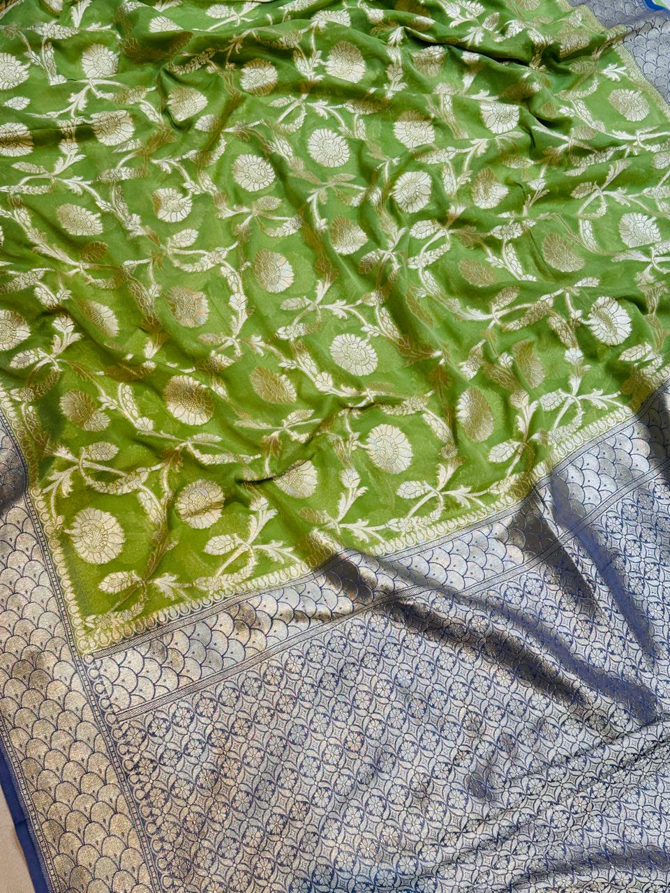 Banaras 100% pure khaddi chiffon silk saree