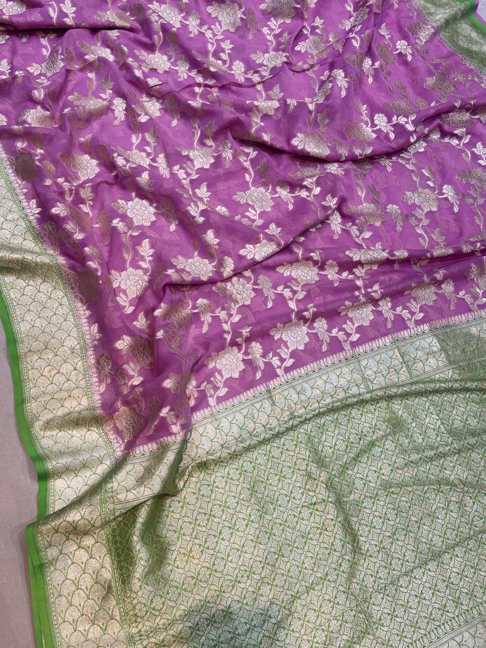 Banaras 100% pure khaddi chiffon silk saree
