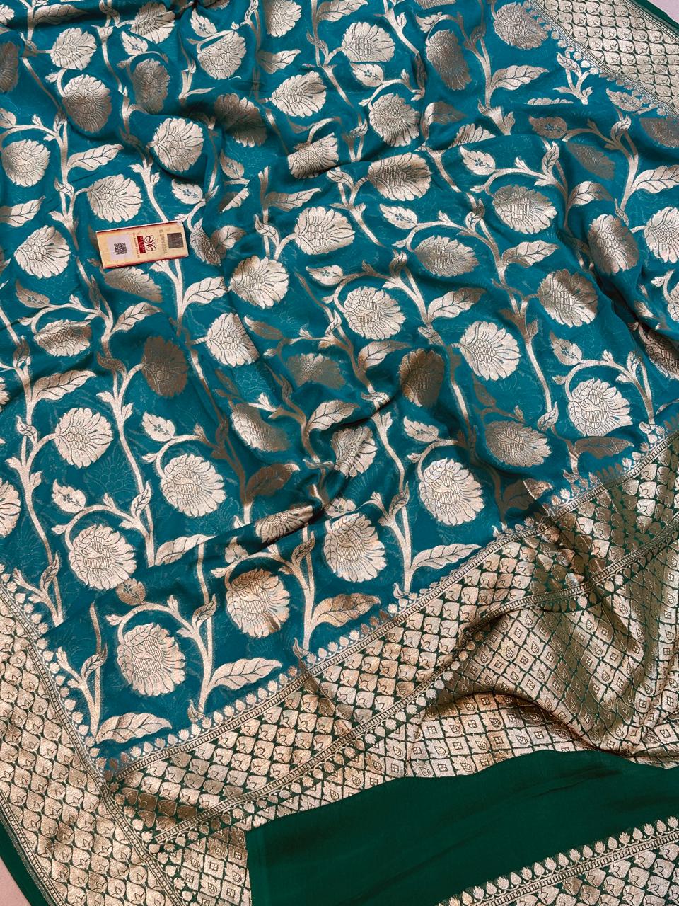 Banaras 100% pure khaddi chiffon silk saree