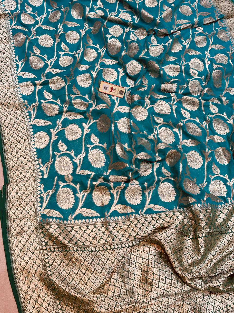 Banaras 100% pure khaddi chiffon silk saree