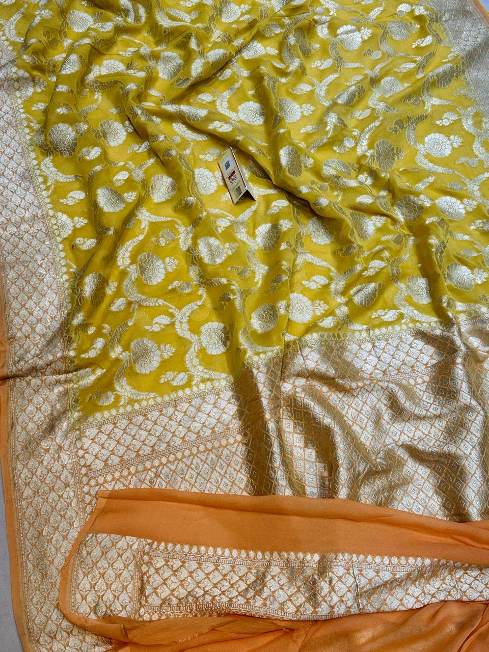 Banarasi 100% pure khaddi chiffon silk saree