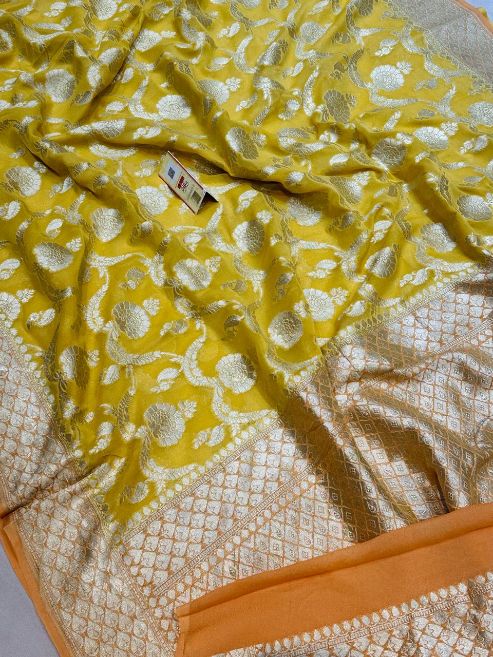Banarasi 100% pure khaddi chiffon silk saree