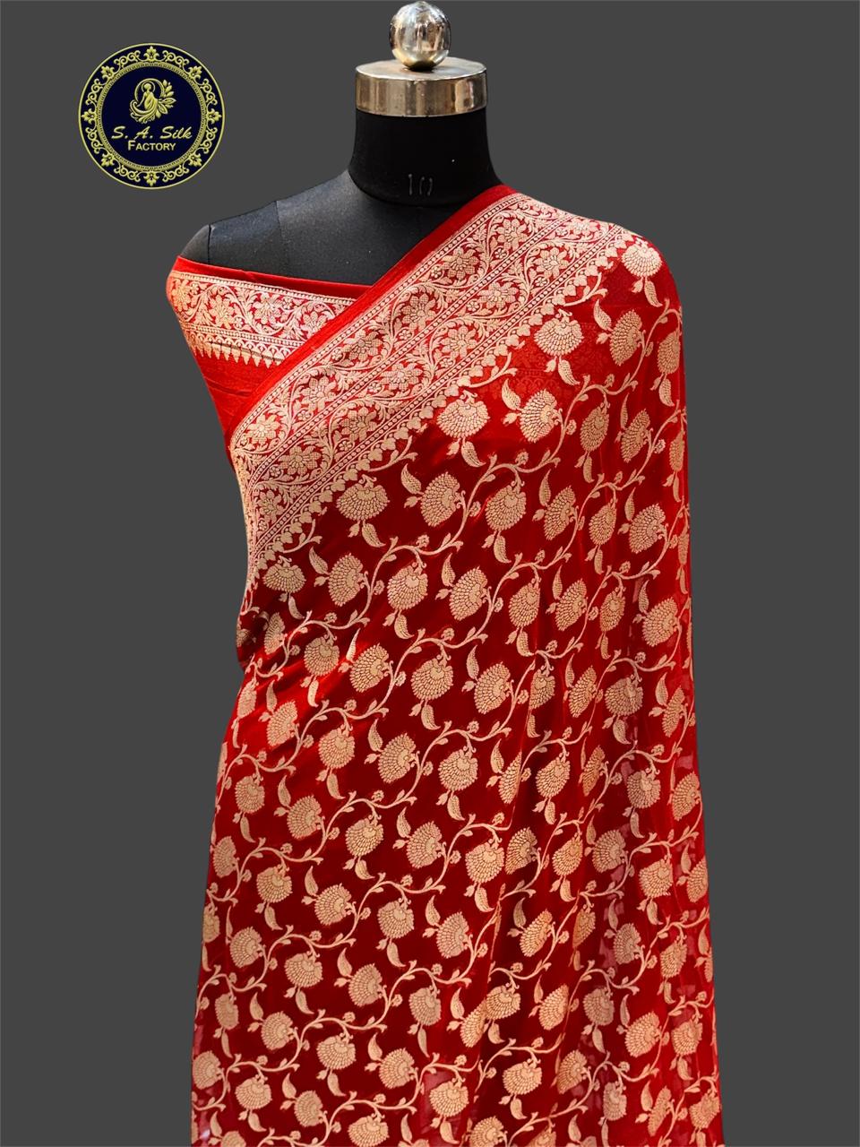 Banaras 100% pure khaddi chiffon silk saree