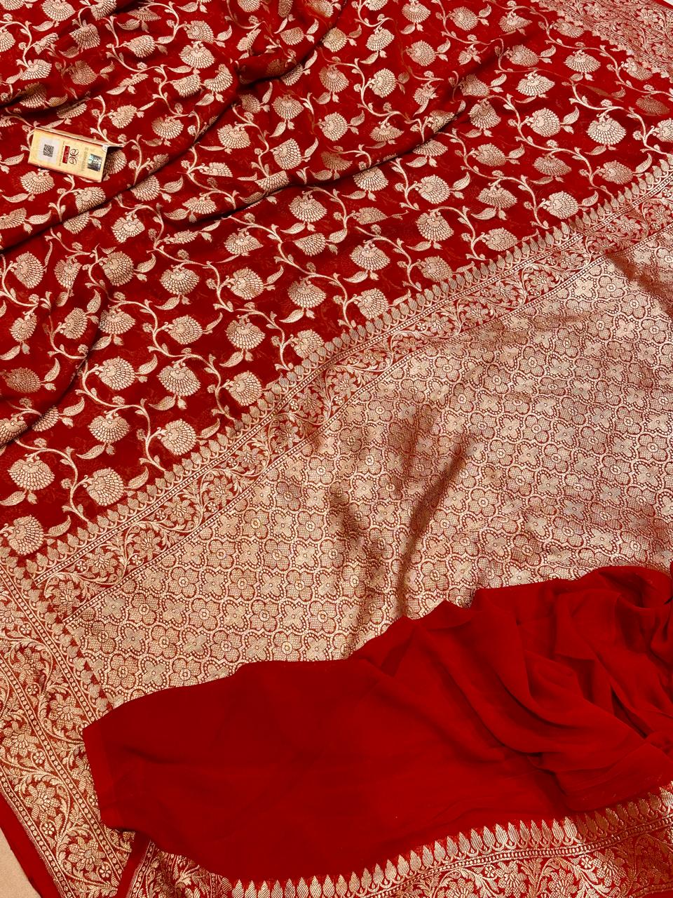 Banaras 100% pure khaddi chiffon silk saree
