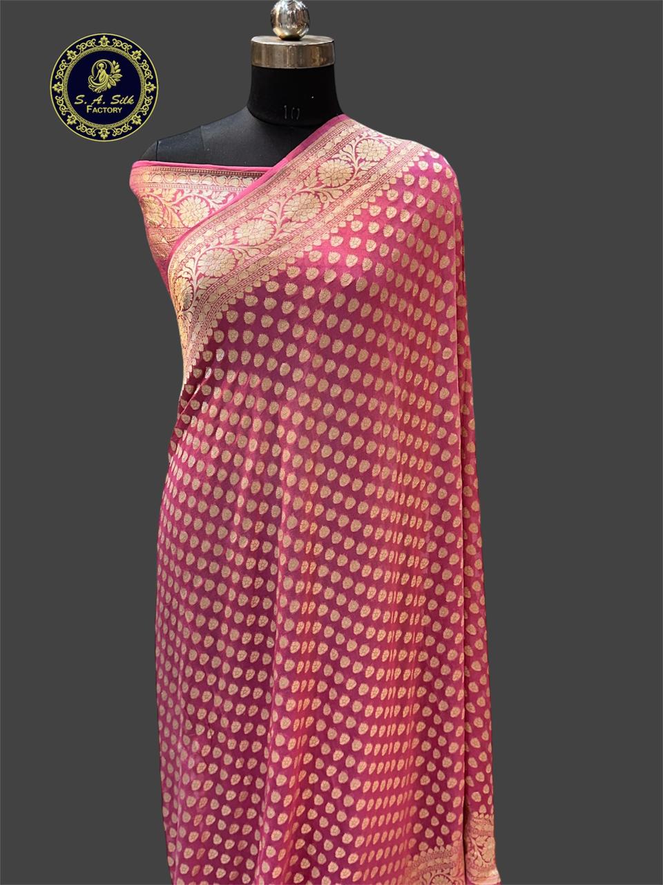 Banaras 100% pure khaddi chiffon silk saree