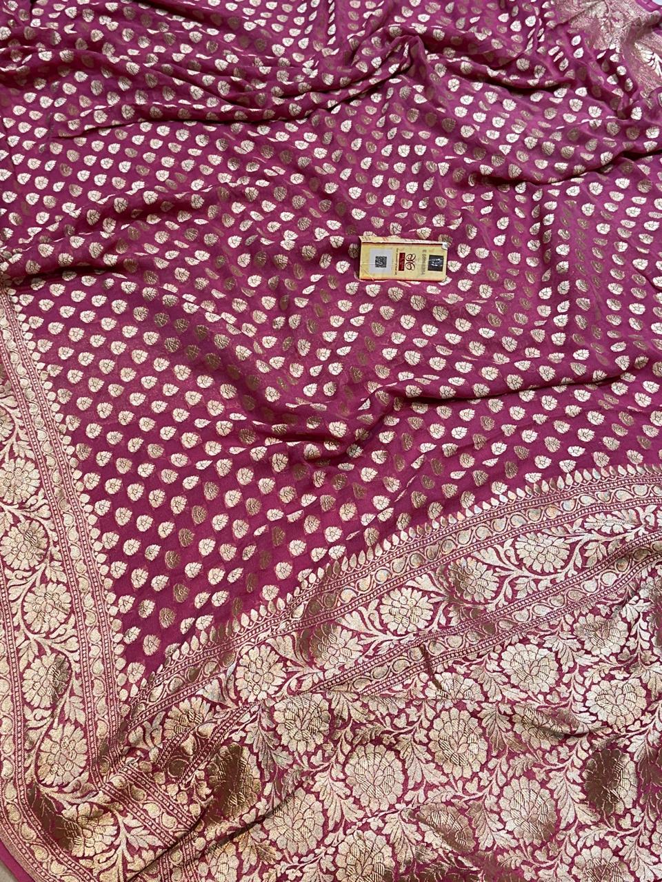 Banaras 100% pure khaddi chiffon silk saree