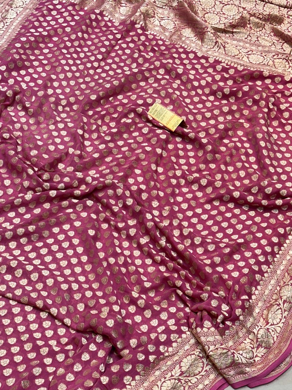 Banaras 100% pure khaddi chiffon silk saree