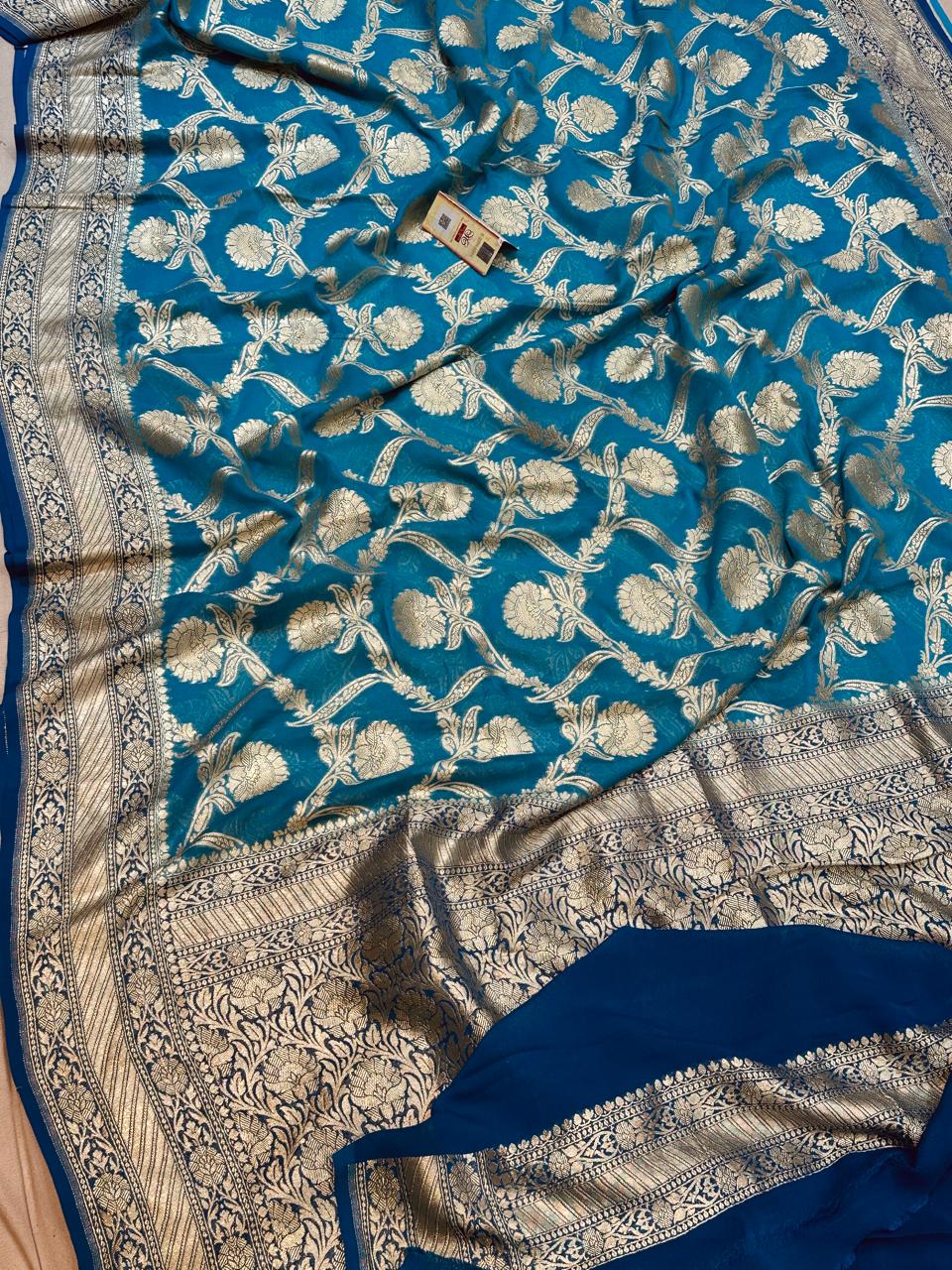 Banarasi 100% pure khaddi chiffon silk saree