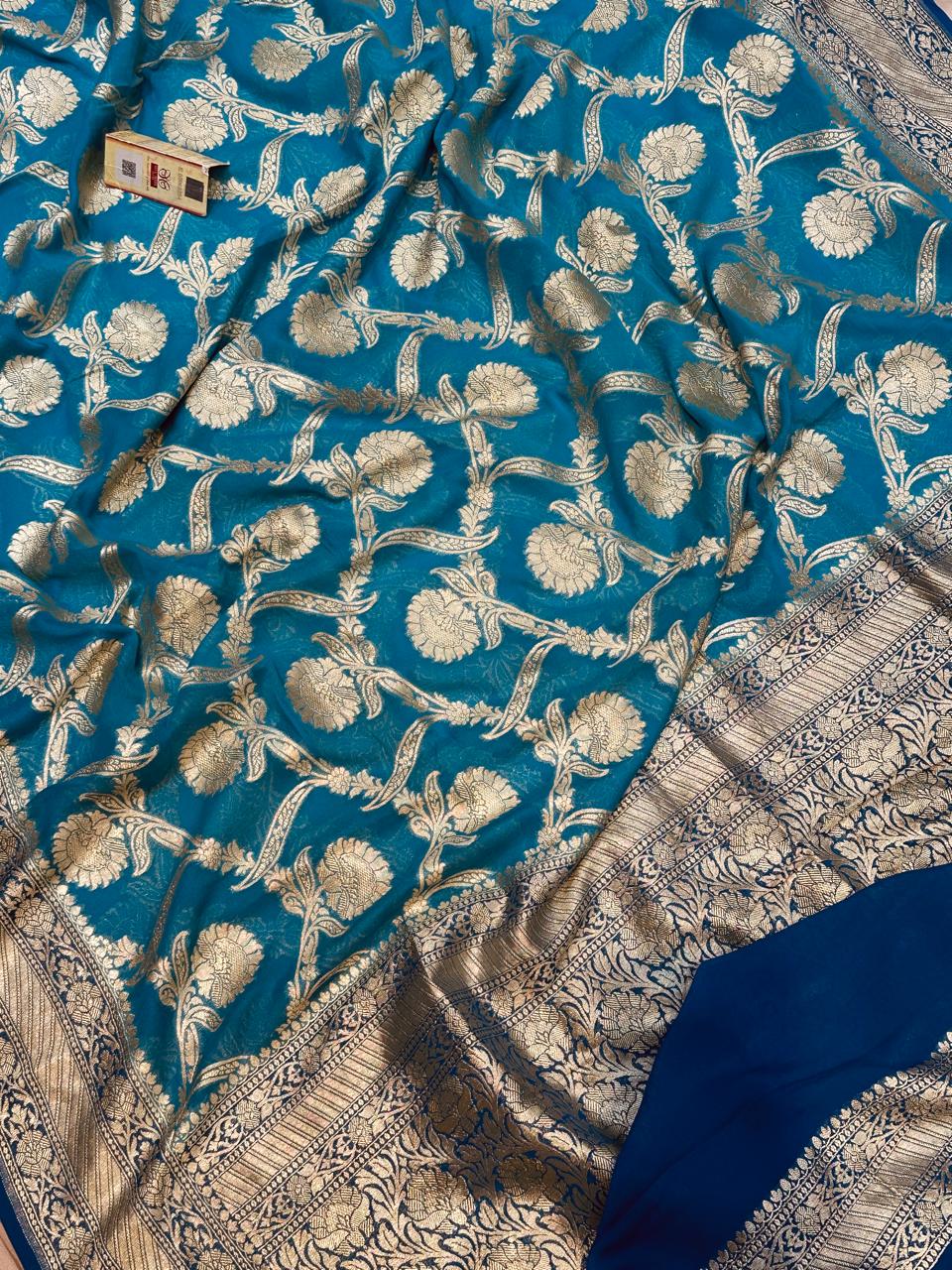 Banarasi 100% pure khaddi chiffon silk saree