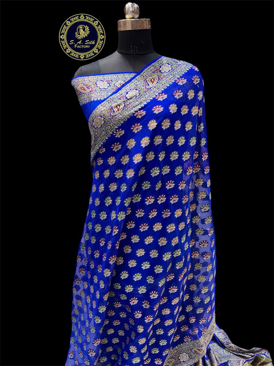 Banarasi 100% pure khaddi chiffon silk saree