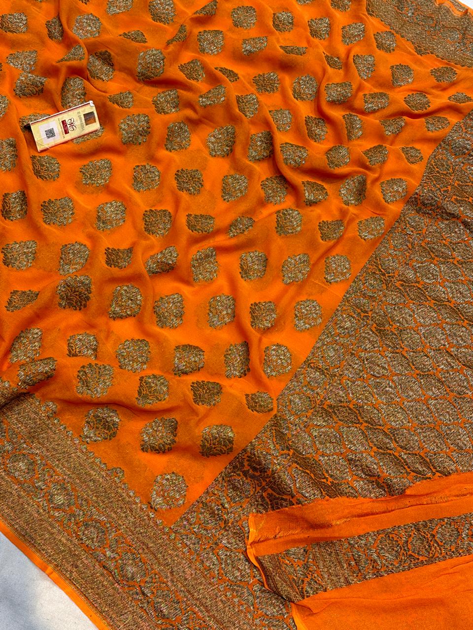 Banarasi 100% pure khaddi chiffon silk saree