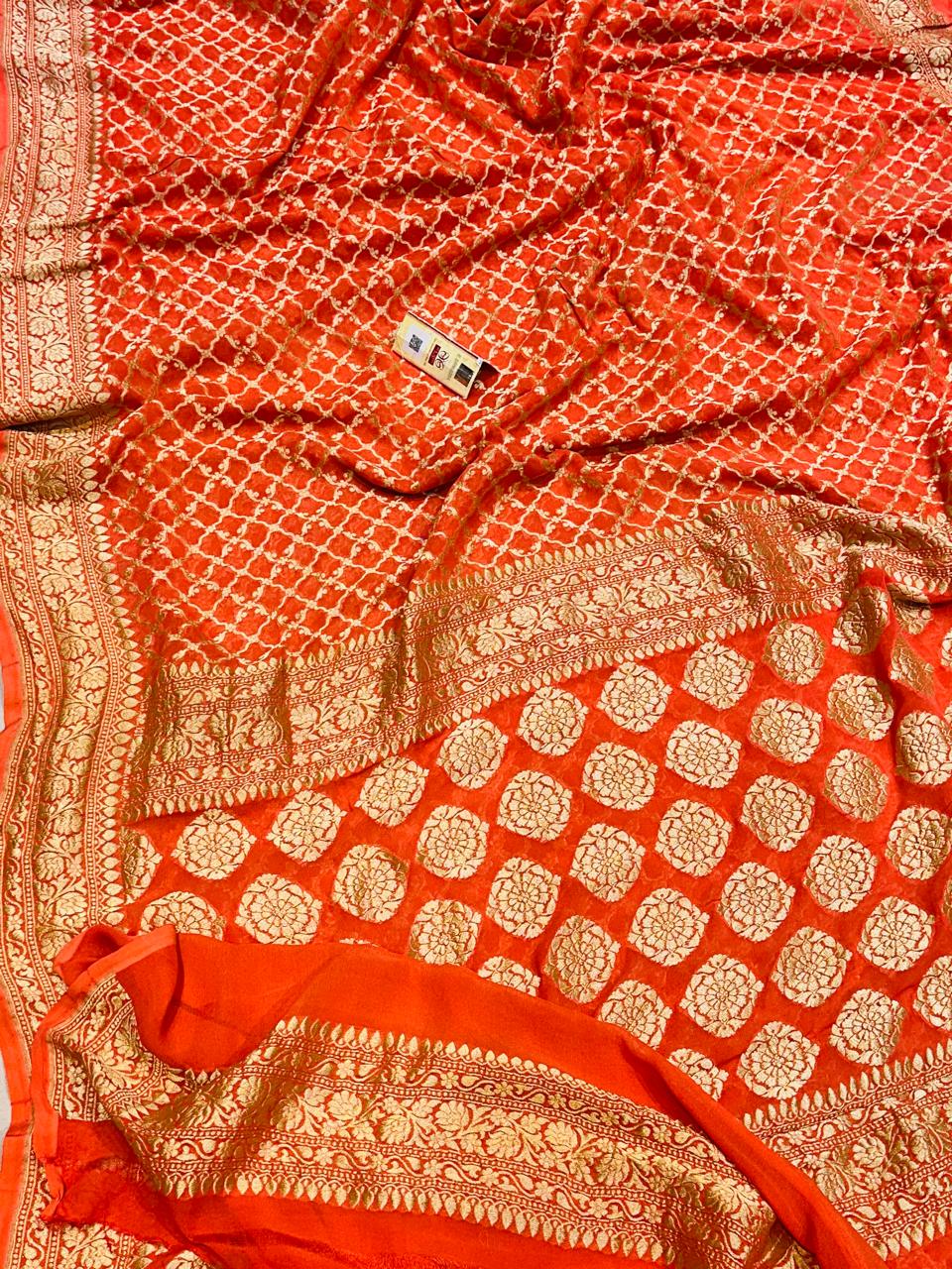 Banarasi 100% pure khaddi chiffon silk saree