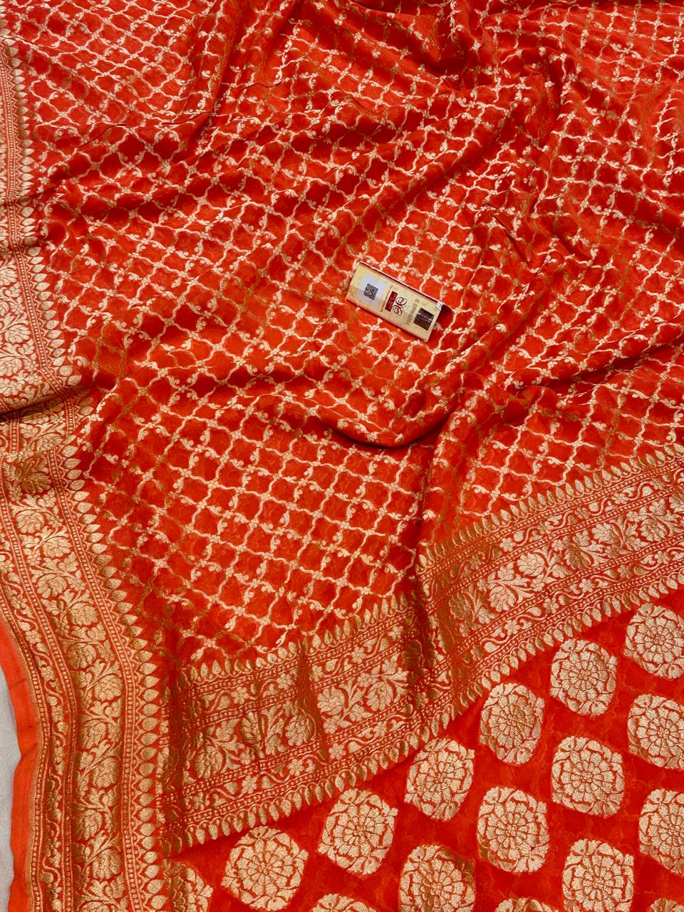 Banarasi 100% pure khaddi chiffon silk saree