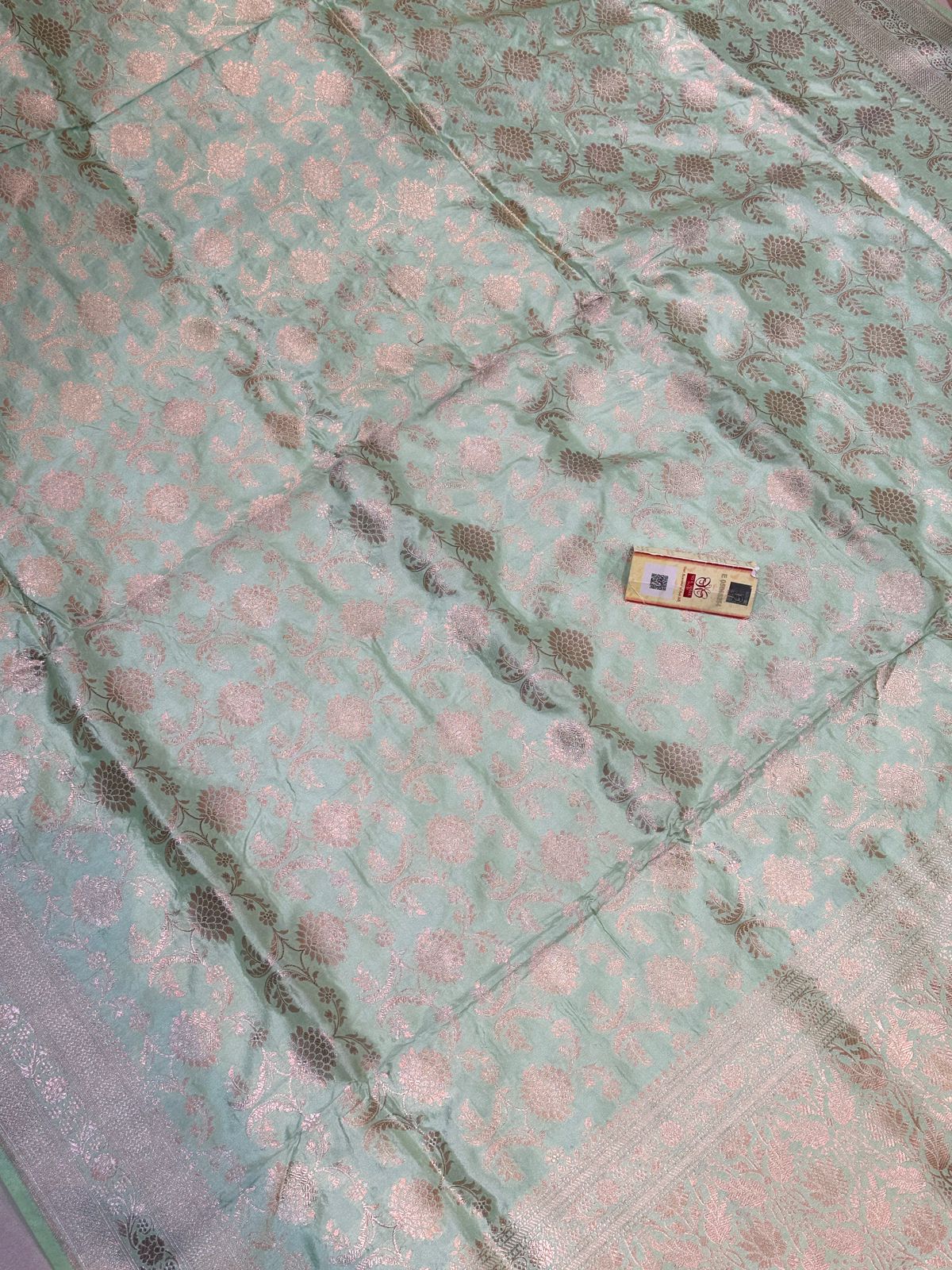 Banarasi 100% Pure katan silk Saree (Sea Green)
