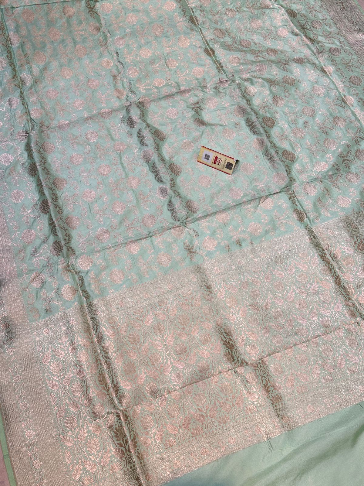 Banarasi 100% Pure katan silk Saree (Sea Green)