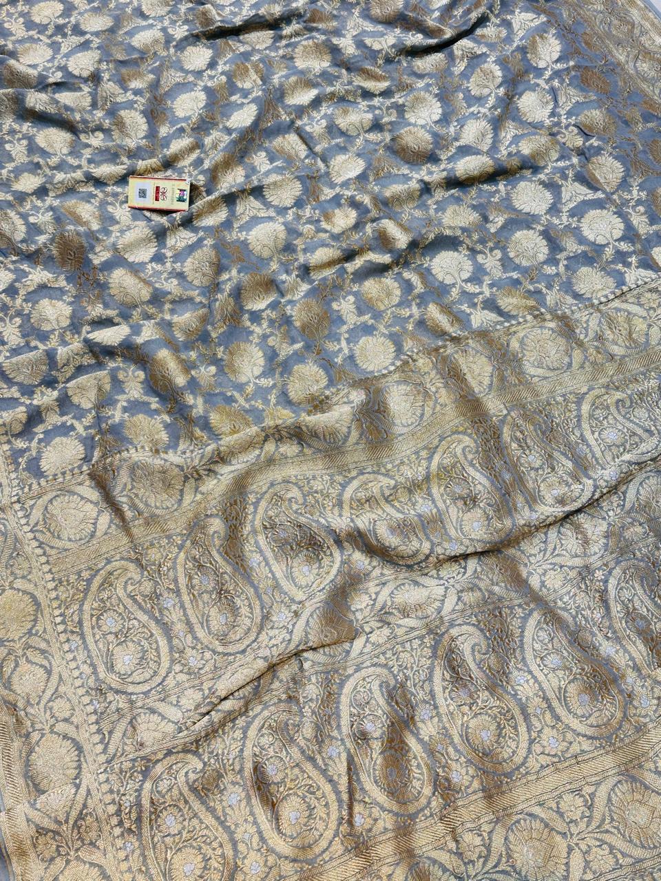 Banarasi 100% Pure khaddi chiffon silk saree