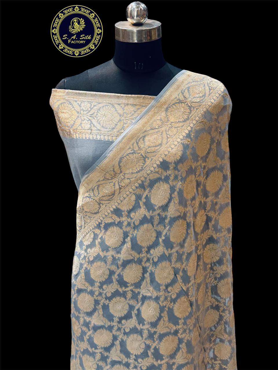 Banarasi 100% Pure khaddi chiffon silk saree