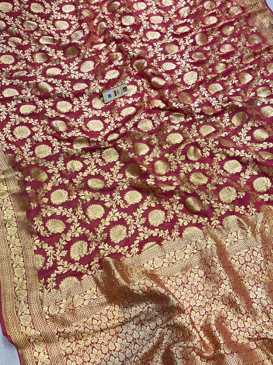 Banarasi 100% Pure khaddi chiffon silk saree