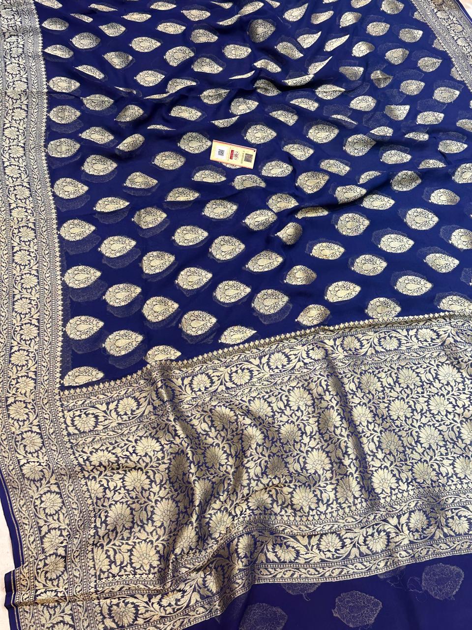 Banarasi 100% Pure khaddi chiffon silk saree