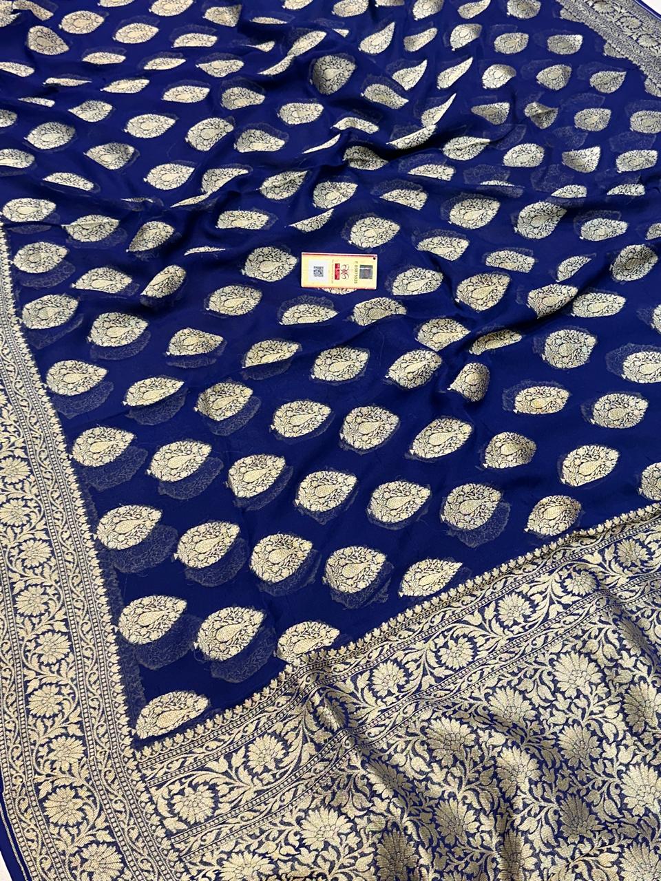 Banarasi 100% Pure khaddi chiffon silk saree