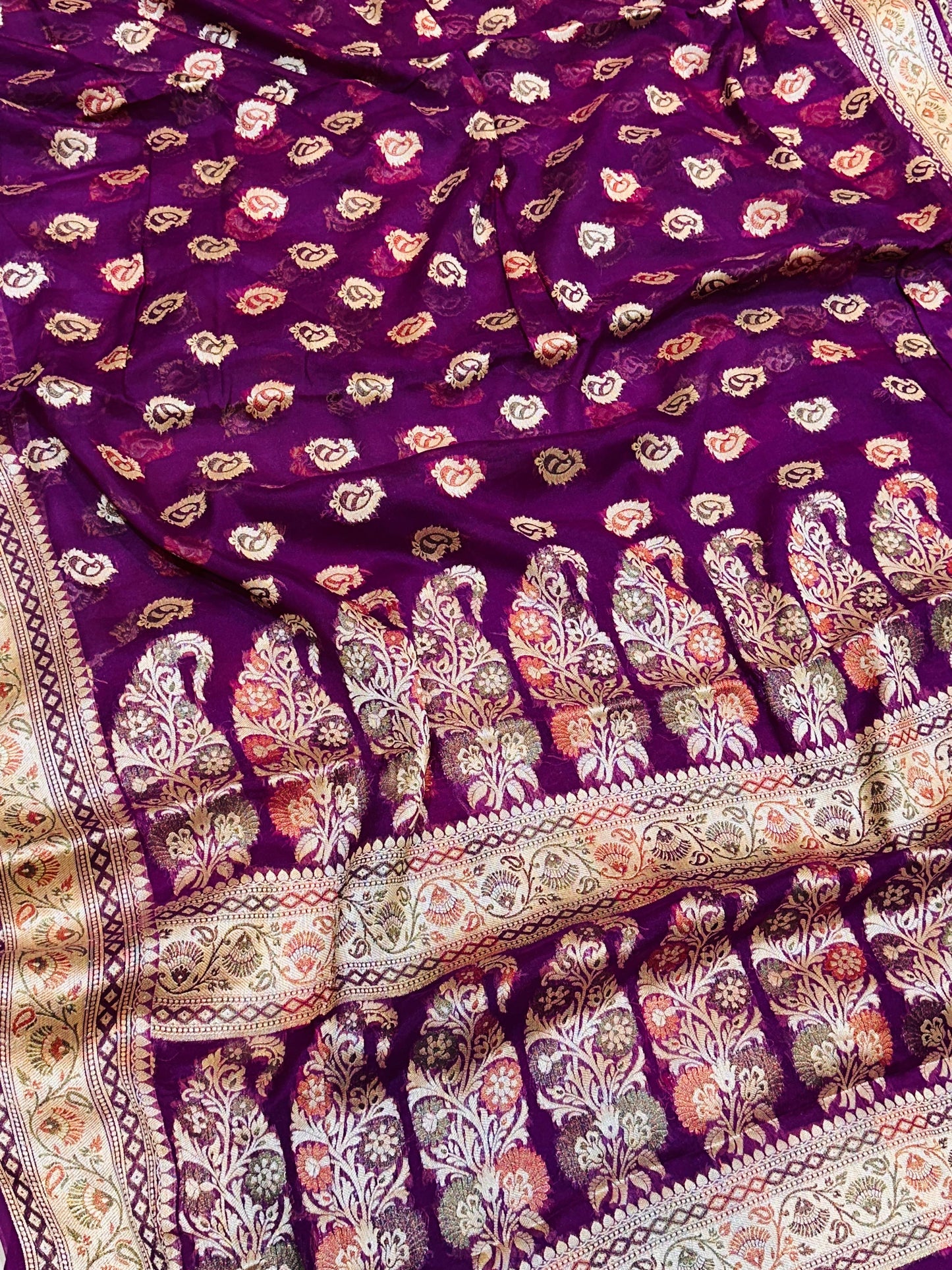 Banarasi 100% Pure khaddi chiffon silk saree