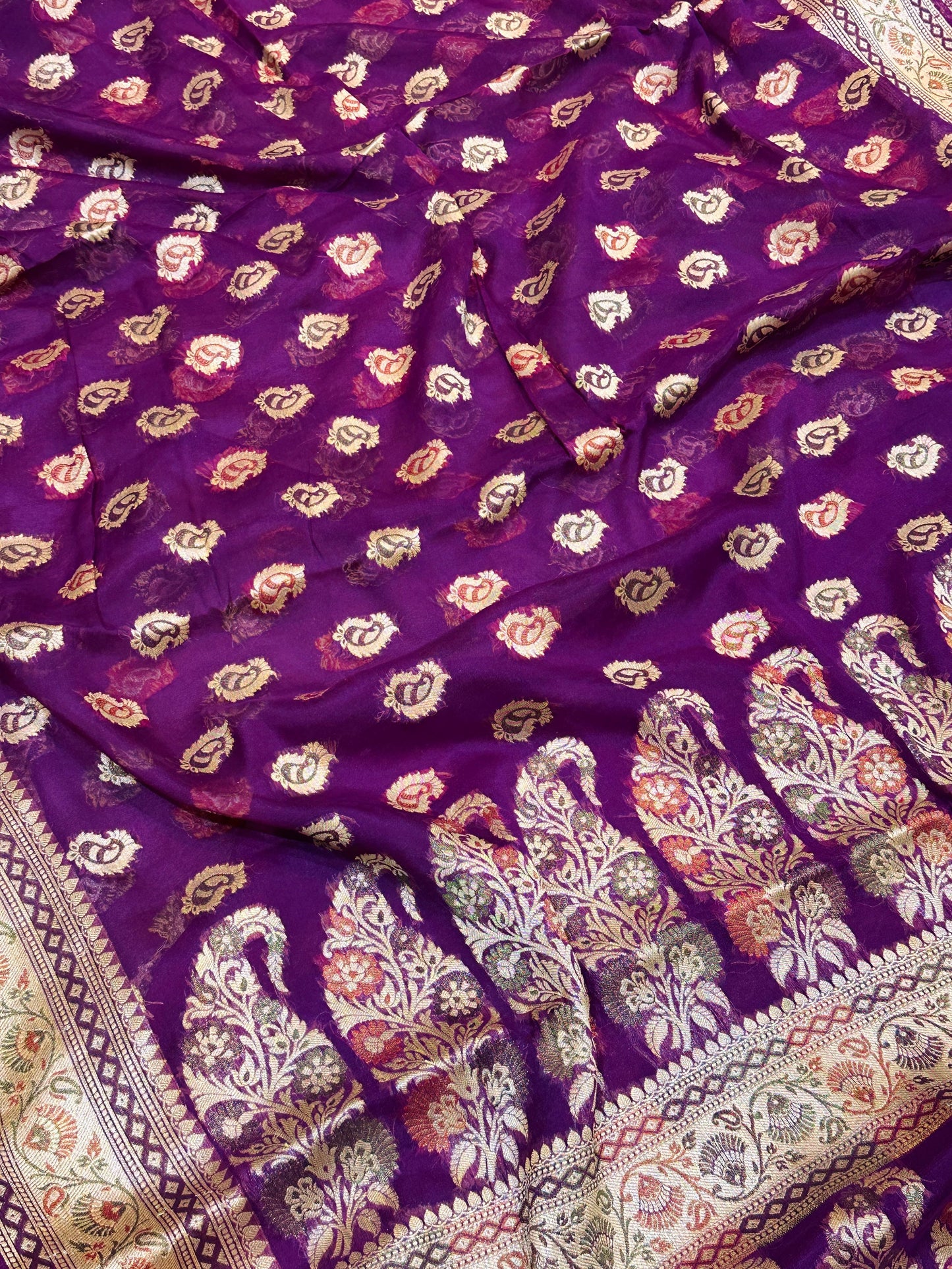 Banarasi 100% Pure khaddi chiffon silk saree