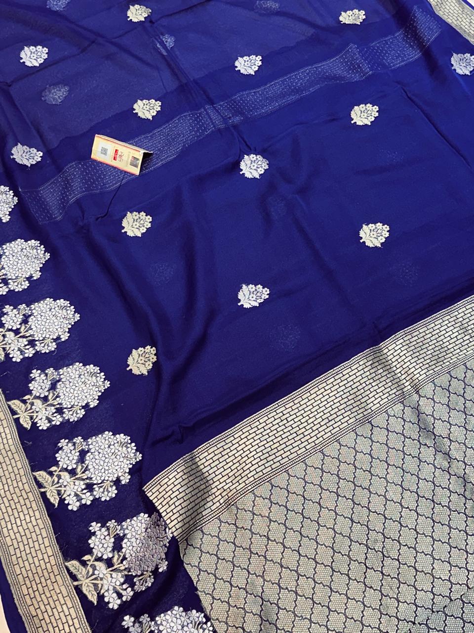 Banarasi 100% Pure khaddi chiffon silk saree