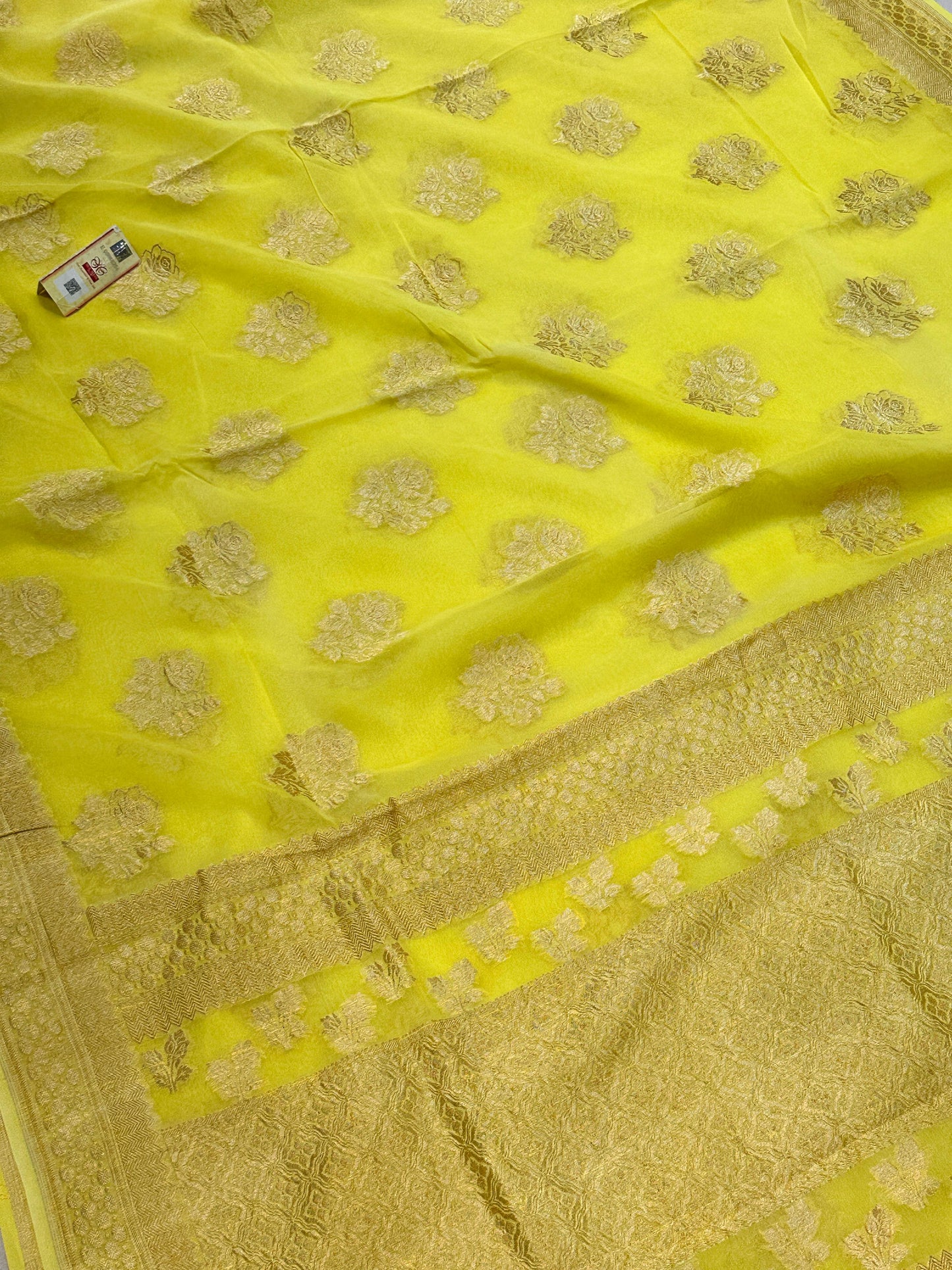Banarasi 100% Pure khaddi chiffon silk saree
