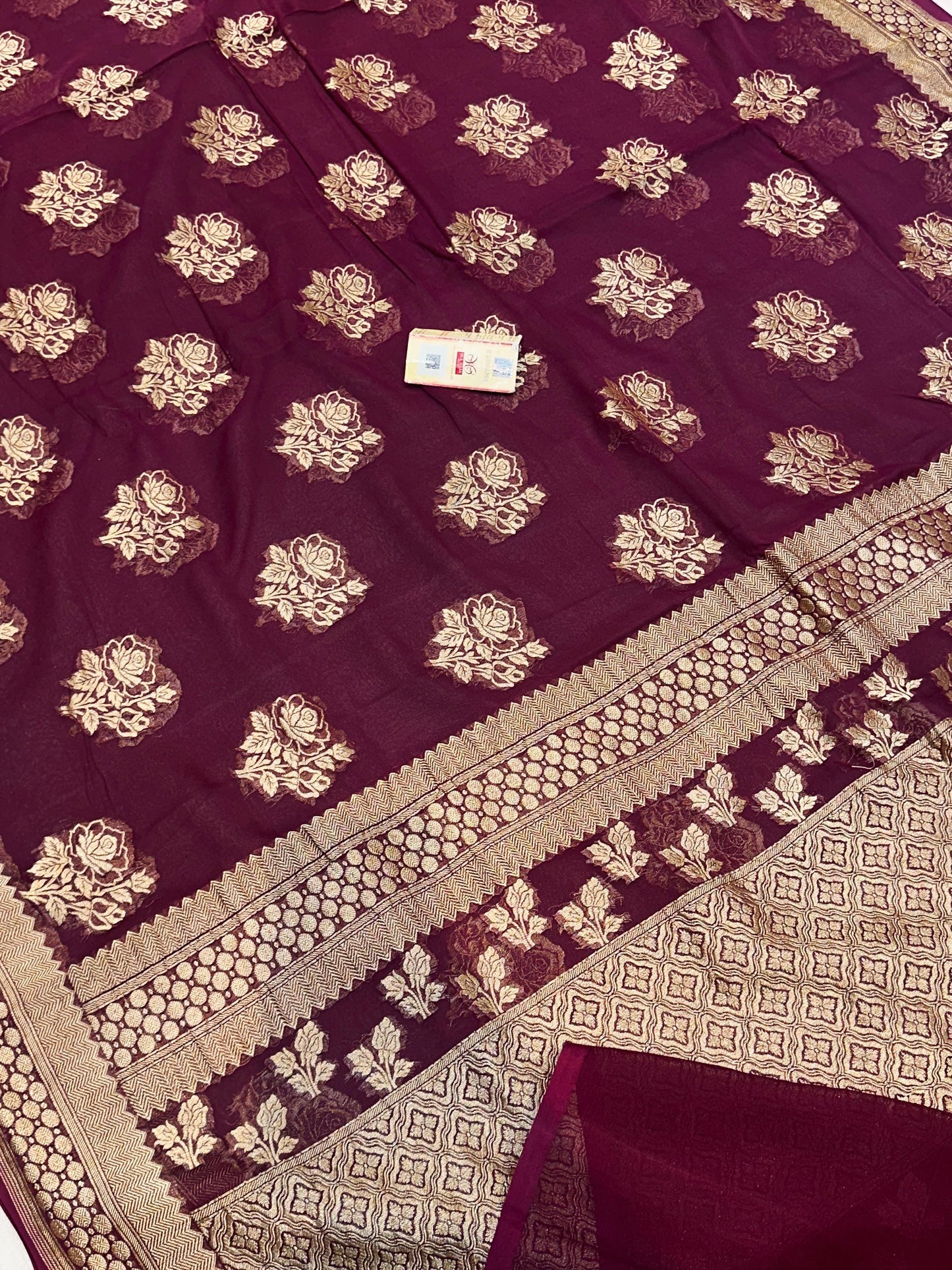 Banarasi 100% Pure khaddi chiffon silk saree