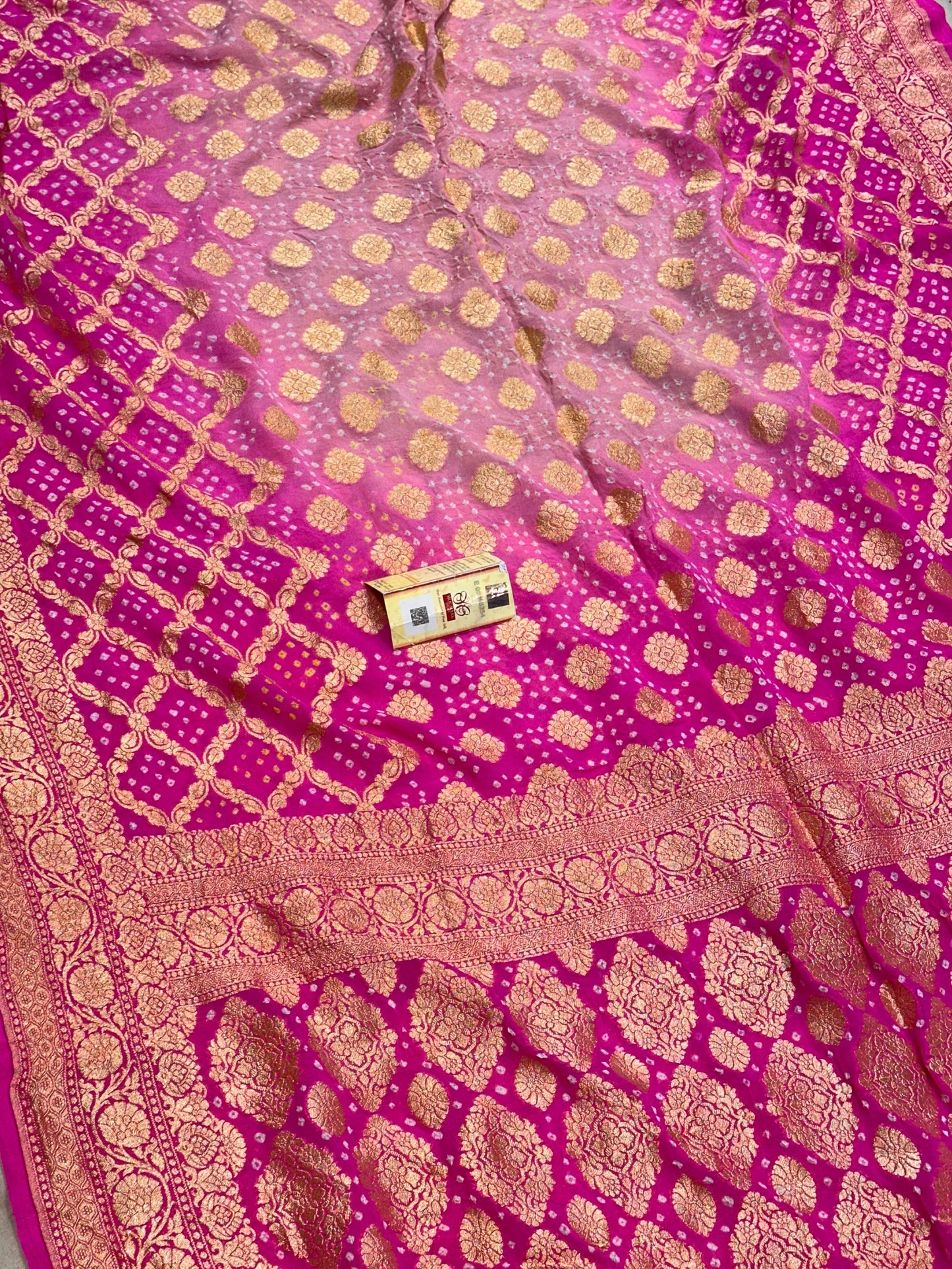 Banarasi 100% Pure khaddi chiffon bandhni silk saree