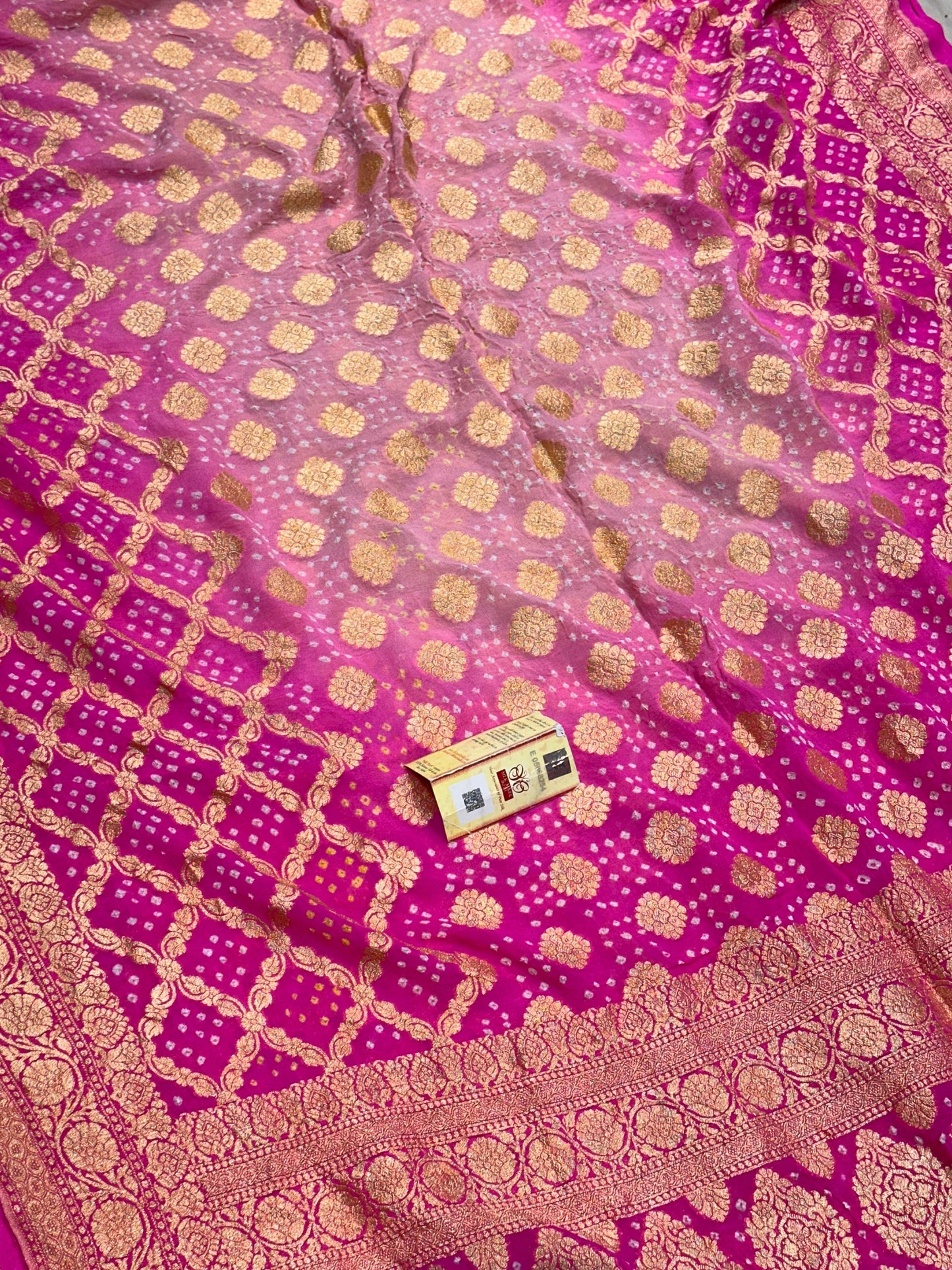 Banarasi 100% Pure khaddi chiffon bandhni silk saree