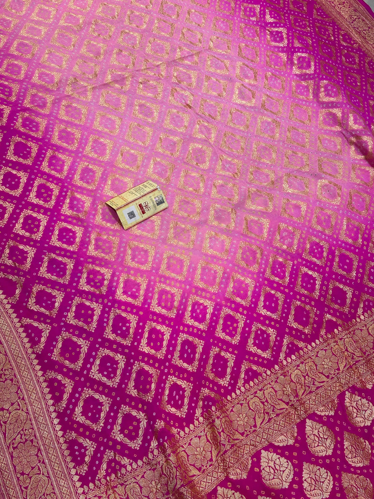 Banarasi 100% Pure khaddi chiffon bandhni silk saree