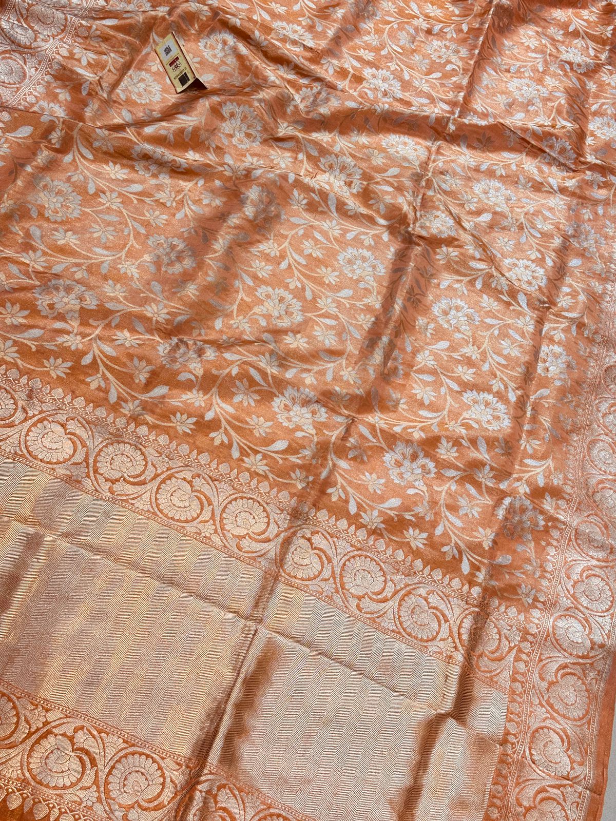 Banaras 100% Pure Tissue katan Jaal Silk Saree with allover very beautiful antique Sonaroopa Jaal design