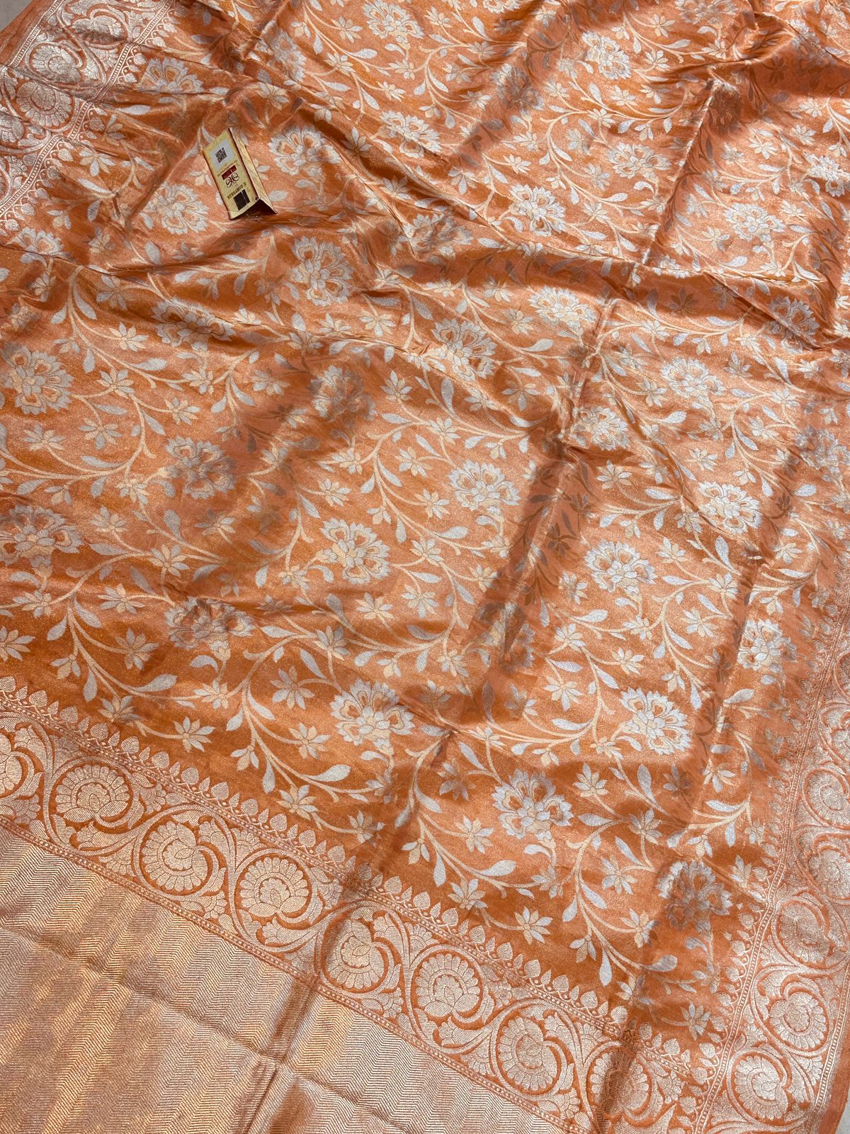 Banaras 100% Pure Tissue katan Jaal Silk Saree with allover very beautiful antique Sonaroopa Jaal design