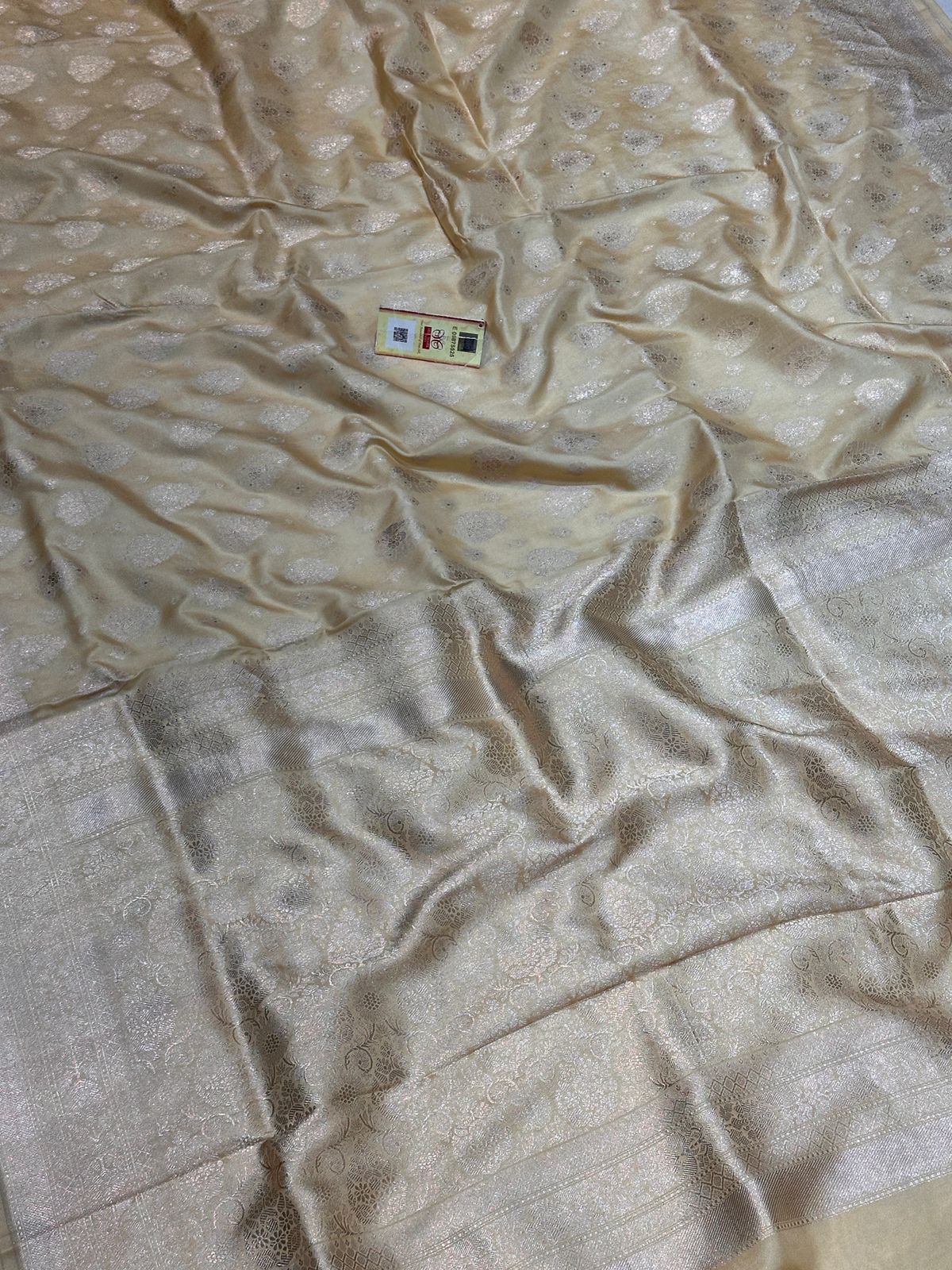 Banaras 100% Pure katan Silk Saree with allover buta design zari border with Zari border