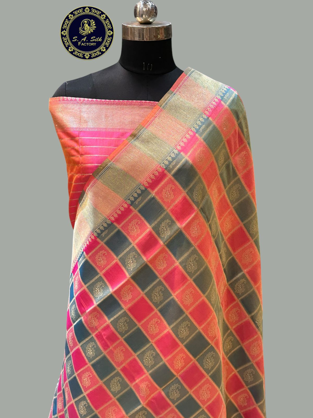 Banaras 100% Pure katan Gharchola Silk Saree with allover Reshami zari weave
