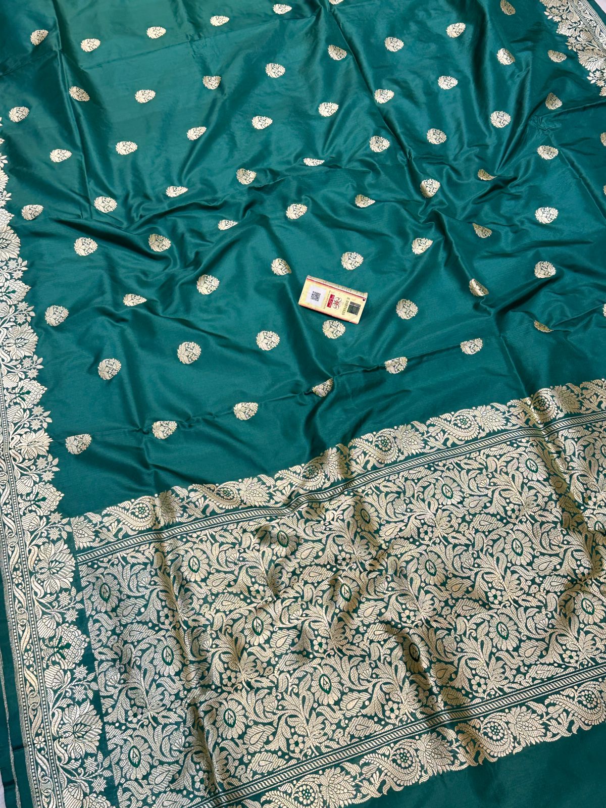 Banaras 100% Pure katan kadua buta Silk Saree with allover kadua Buta zari weave Design