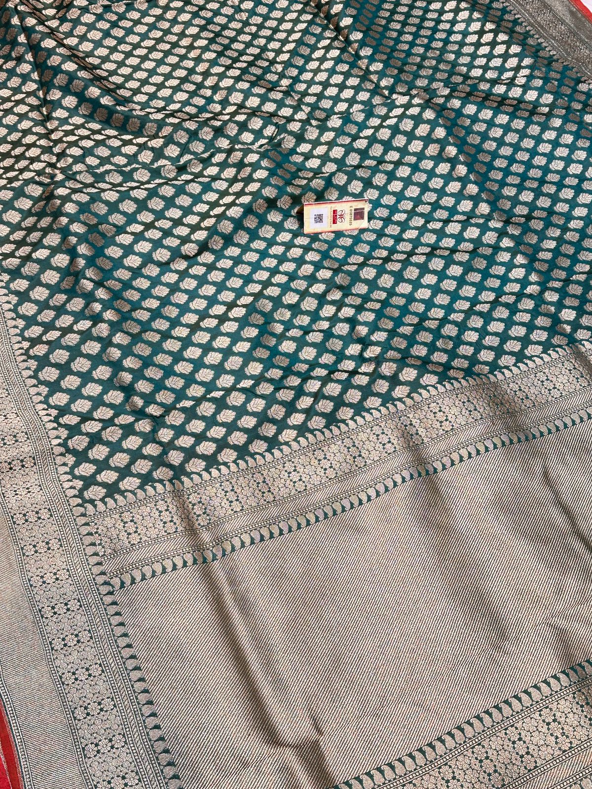 Banaras 100% Pure katan Buti Silk Saree with allover Buti and zari border with self blouse