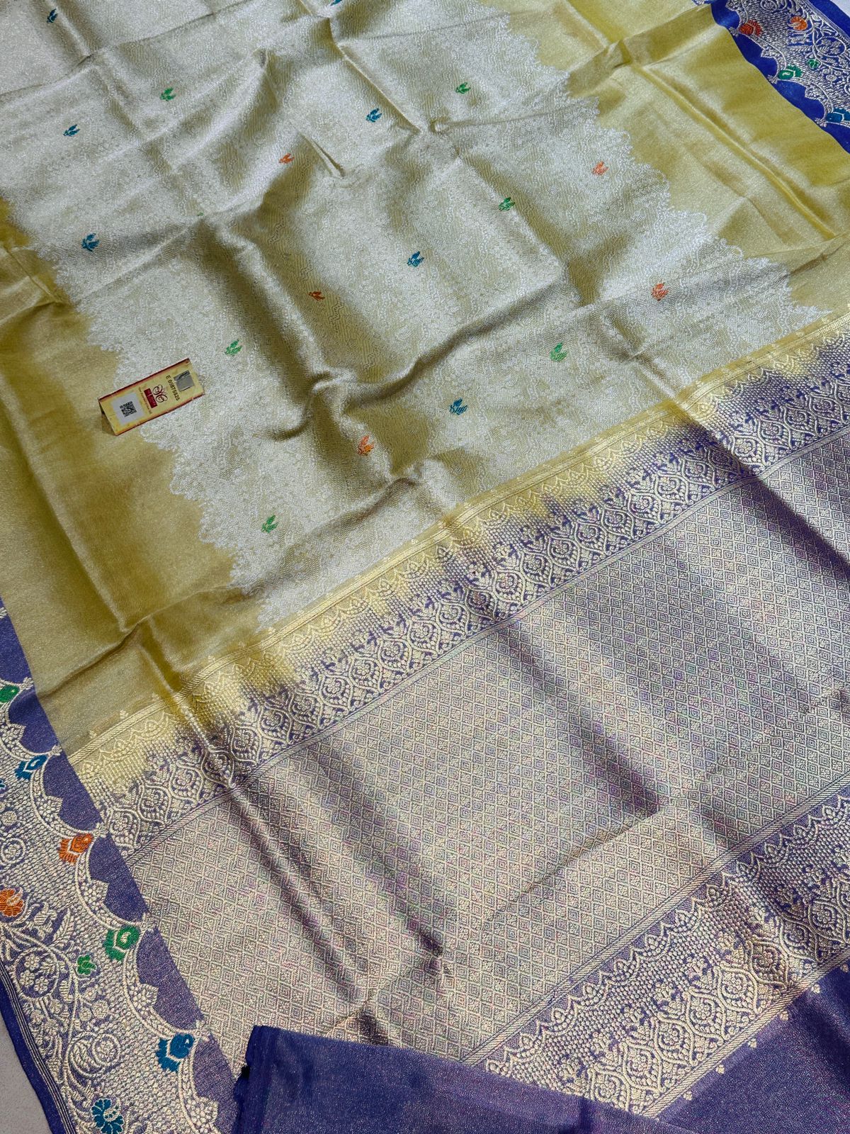 Banaras 100% Pure katan Tissue Silk Saree with allover jacquard design