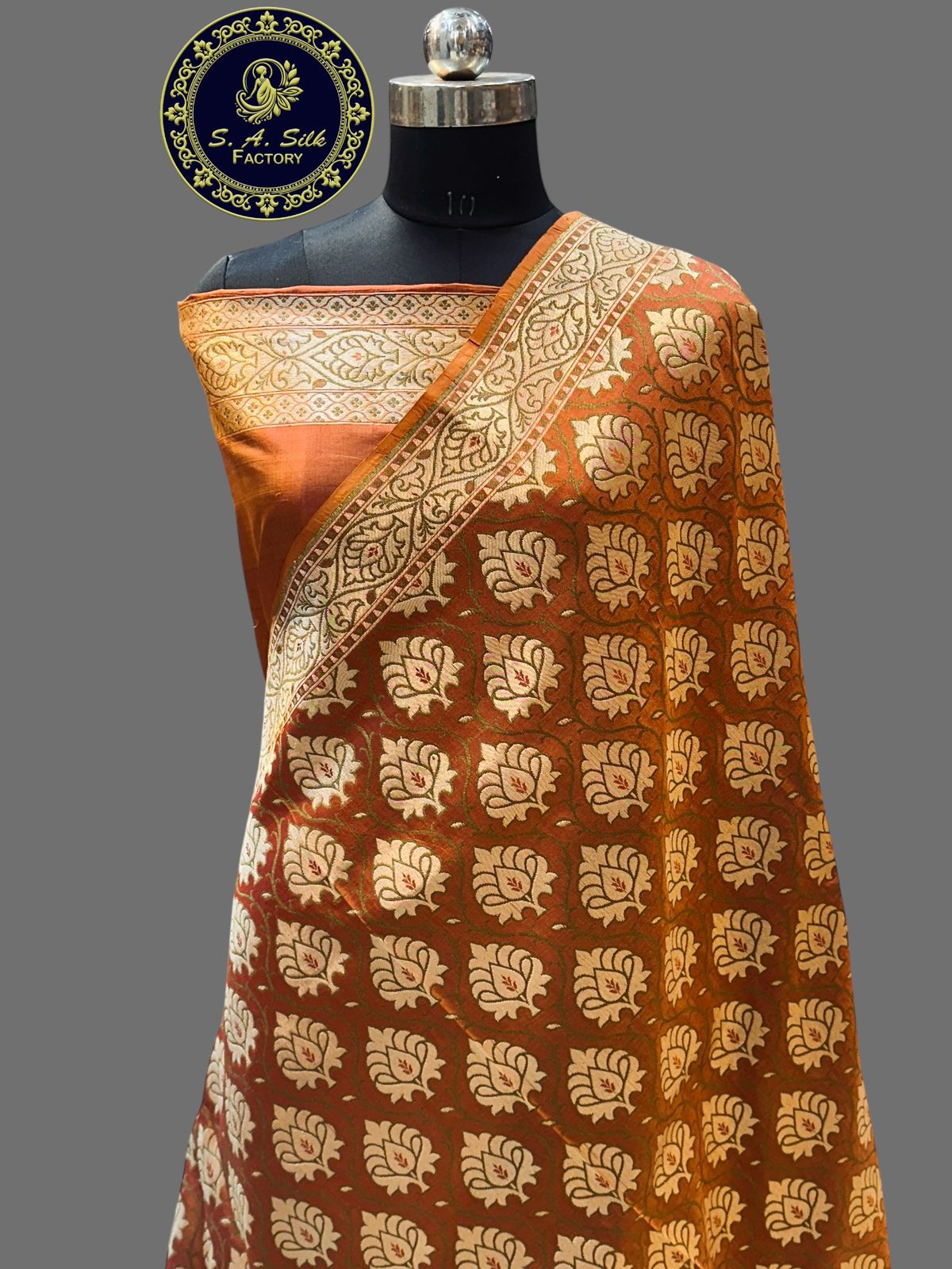Banaras 100% Pure katan Silk Saree with allover zari weave Mina Buta Design