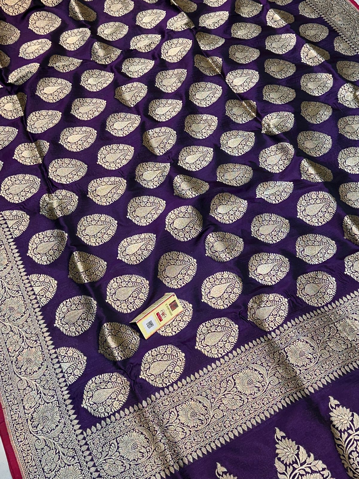 Banaras 100% Pure katan Silk Saree with allover zari weave Buta Design