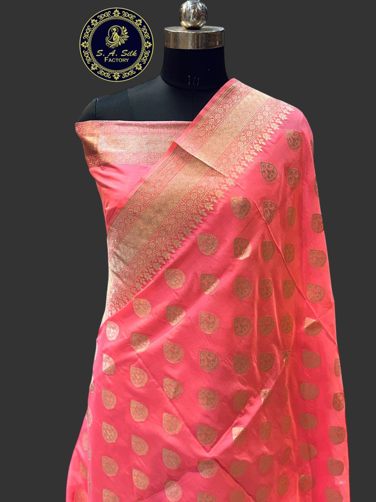 Banaras 100% Pure katan Silk Saree with allover zari weave Buta Design