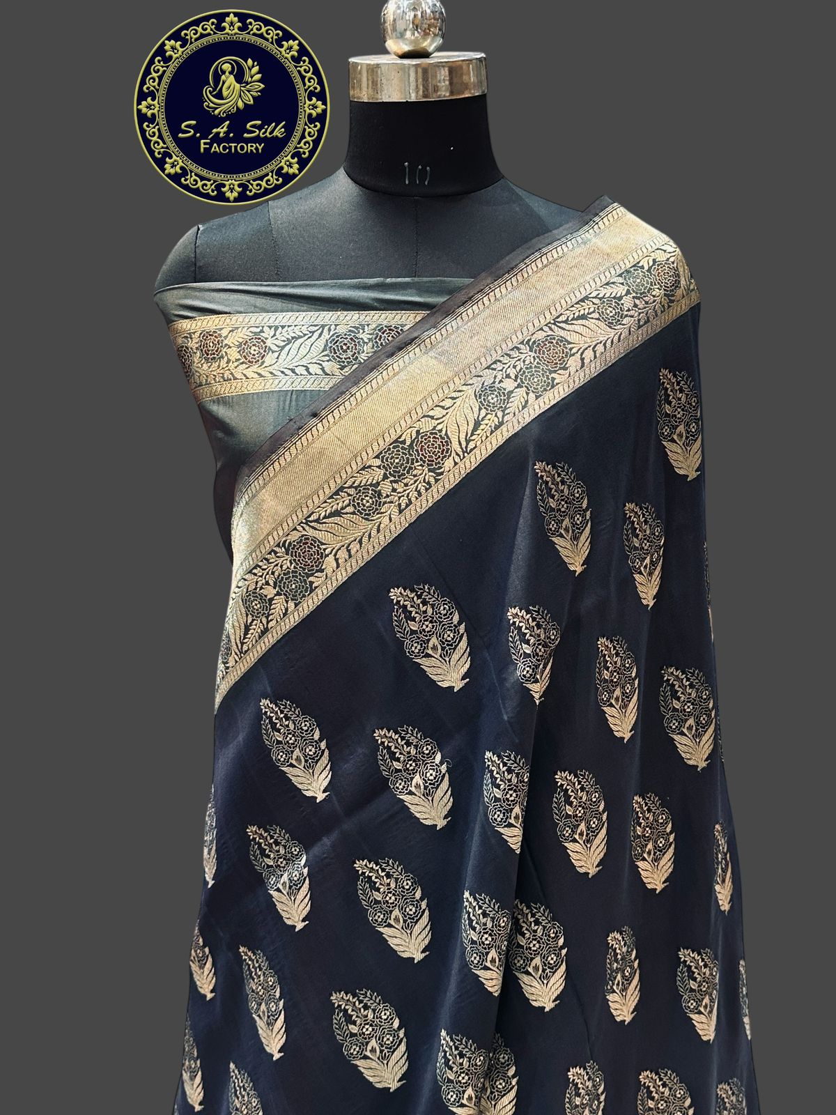 Banaras 100% Pure katan Silk Saree with allover zari weave Mina Buta Design