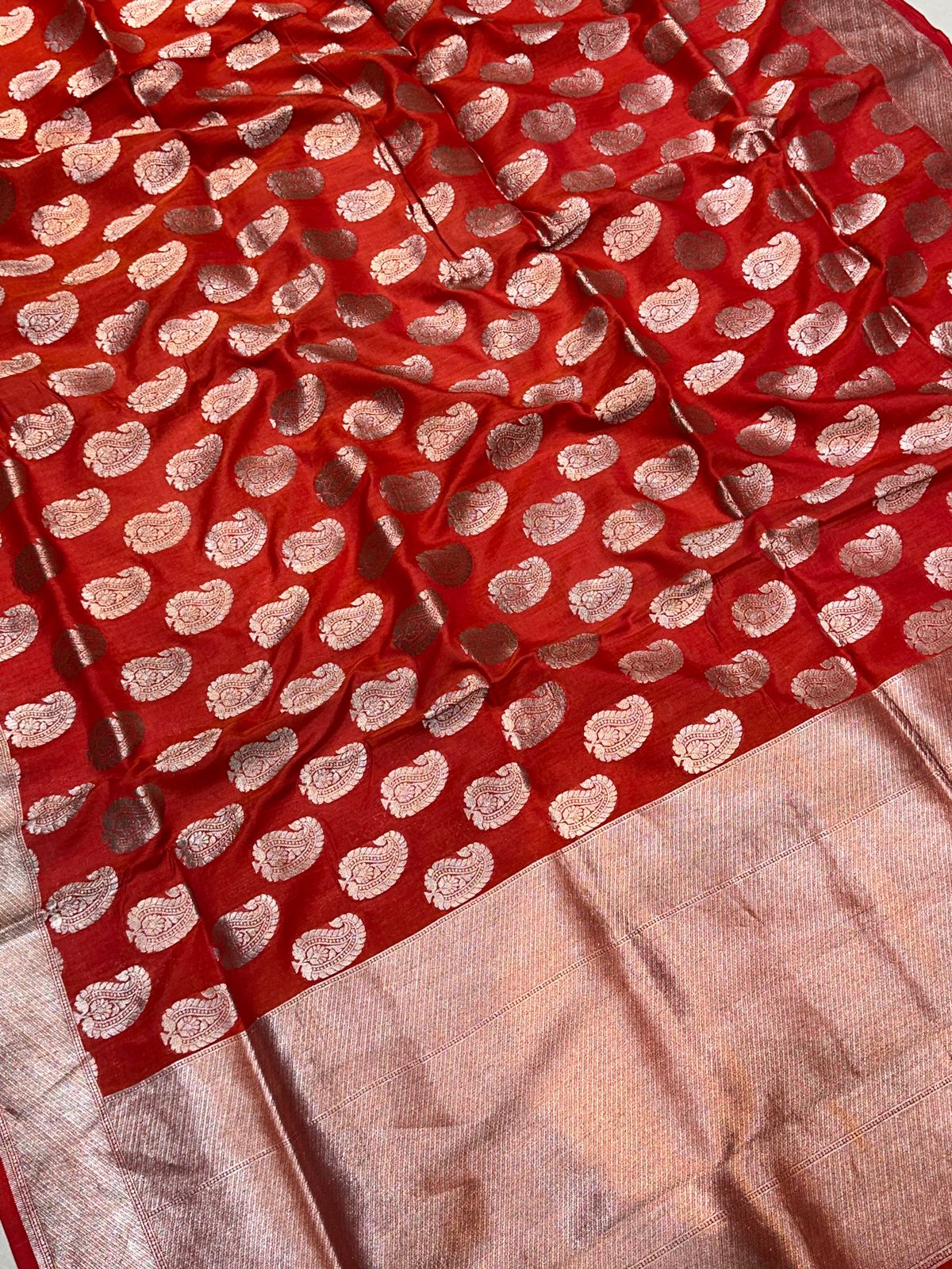 Banaras 100% Pure katan Silk Saree with allover zari weave Buta Design