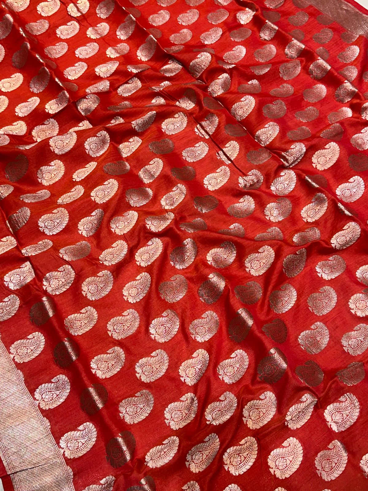 Banaras 100% Pure katan Silk Saree with allover zari weave Buta Design