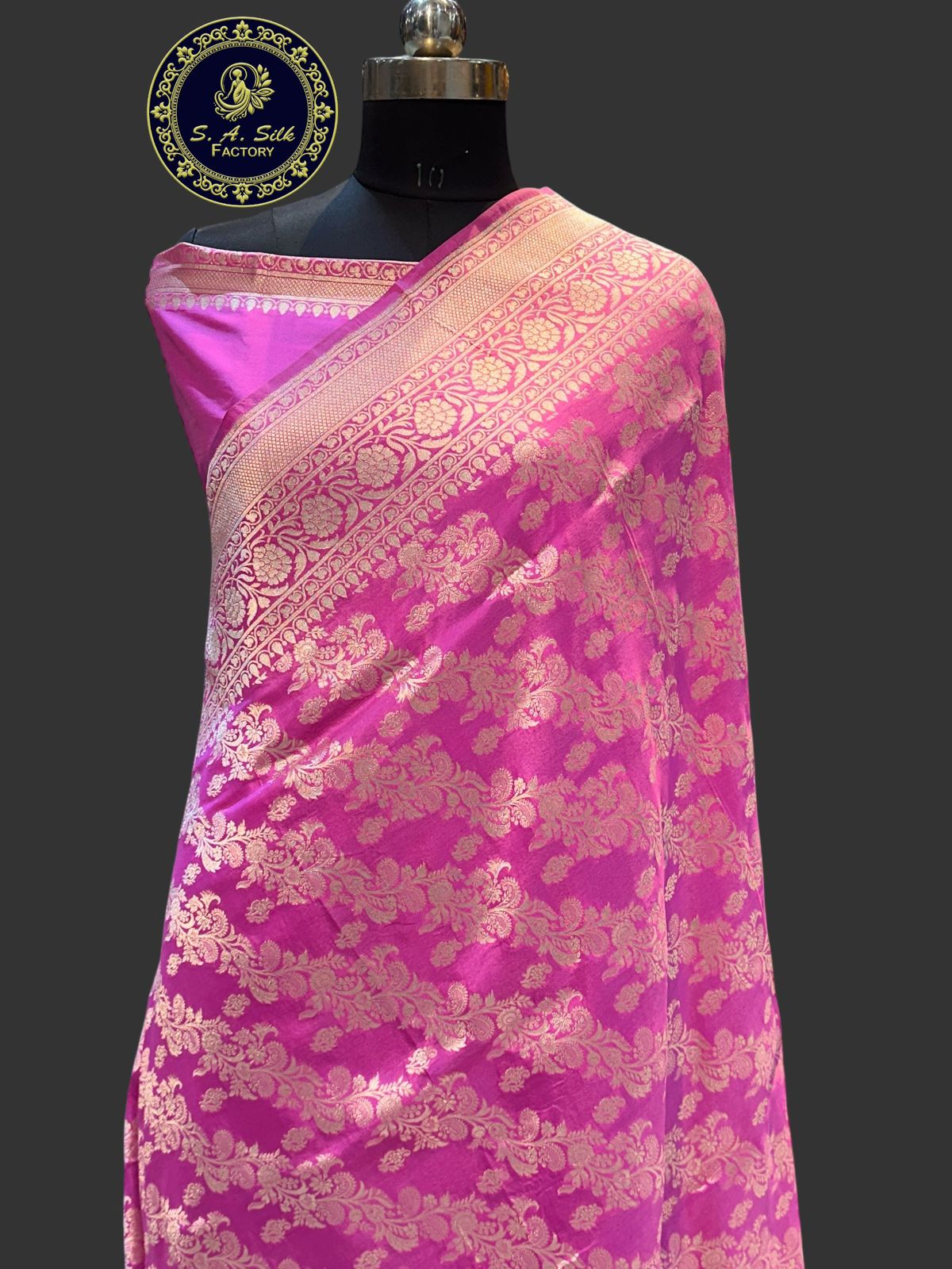 Banaras 100% Pure katan Silk Saree with allover zari weave jaal Design