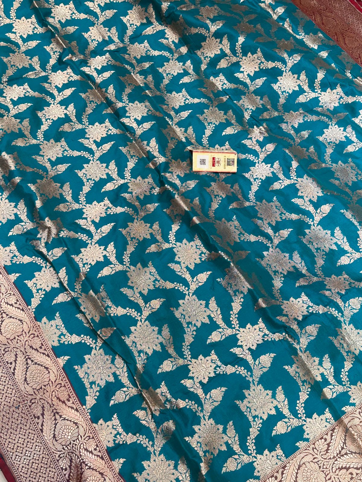 Banaras 100% Pure katan Silk Saree with allover zari weave jaal Design