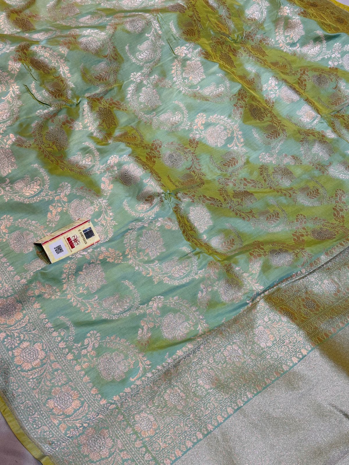 Banaras 100% Pure katan Silk Saree with allover zari weave jaal Design
