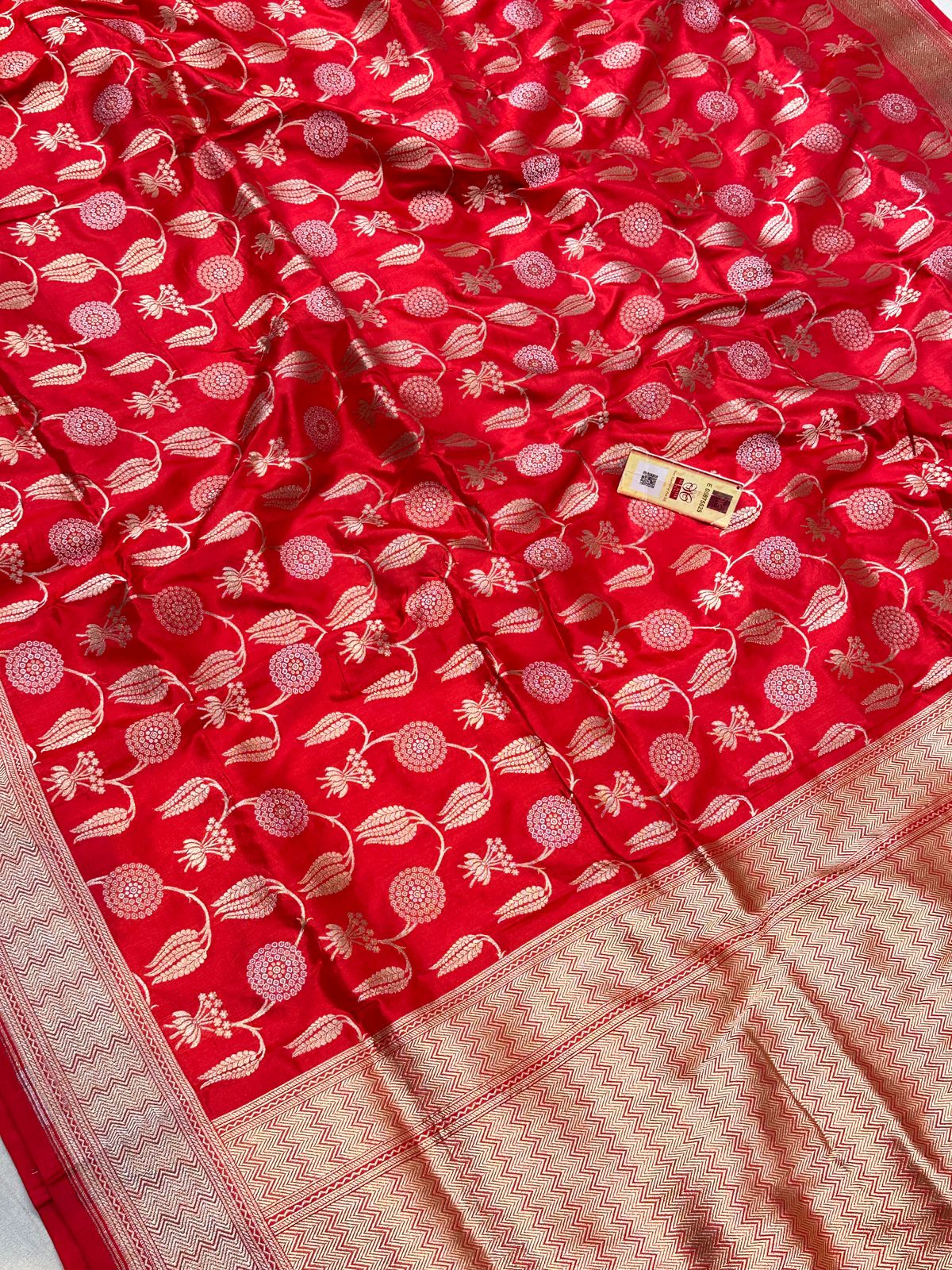 Banaras 100% Pure katan Mina Silk Saree with allover zari weave jaal Minakari Design