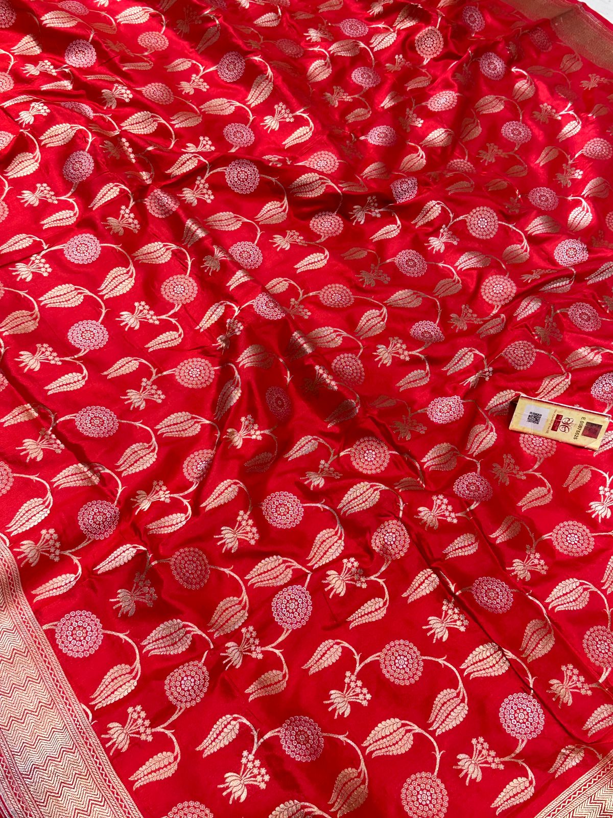 Banaras 100% Pure katan Mina Silk Saree with allover zari weave jaal Minakari Design